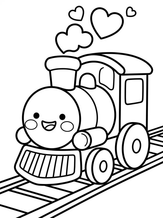 Tren Locomotora Kawaii para colorir Desenho de Tren Locomotora Kawaii para colorir e imprimir grátis