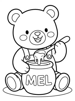 Osito Bobbie Comiendo Miel para colorir Desenho de Osito Bobbie Comiendo Miel para colorir e imprimir grátis