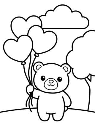 Osito Bobbie y os Globos de Corazón para colorir Desenho de Osito Bobbie y os Globos de Corazón para colorir e imprimir grátis