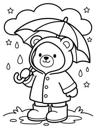 Osito Bobbie en la Lluvia para colorir Desenho de Osito Bobbie en la Lluvia para colorir e imprimir grátis
