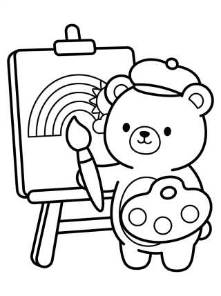 Osito Bobbie Pintando un Cuadro para colorir Desenho de Osito Bobbie Pintando un Cuadro para colorir e imprimir grátis