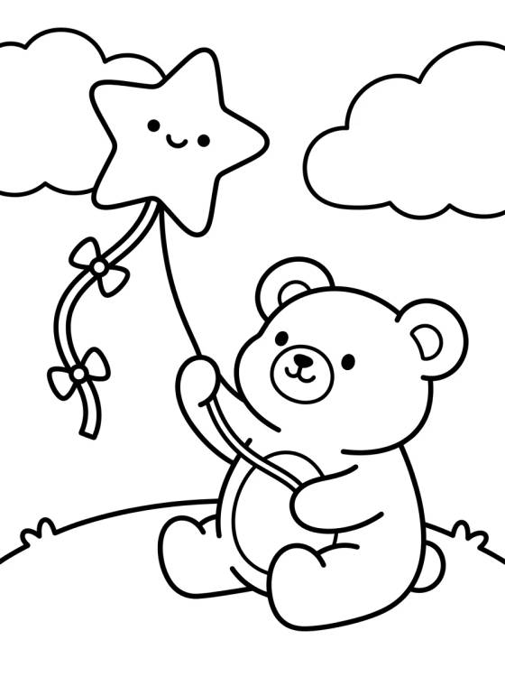 Osito Bobbie Volando una Cometa para colorir Desenho de Osito Bobbie Volando una Cometa para colorir e imprimir grátis