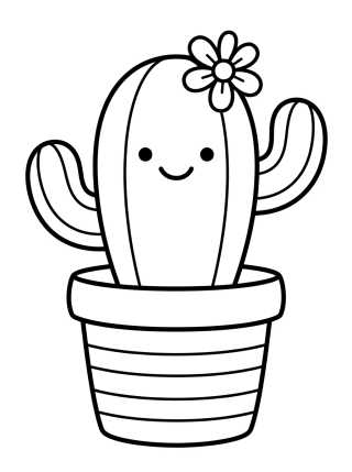 Cactus Feliz con Florecita para colorir Desenho de Cactus Feliz con Florecita para colorir e imprimir grátis