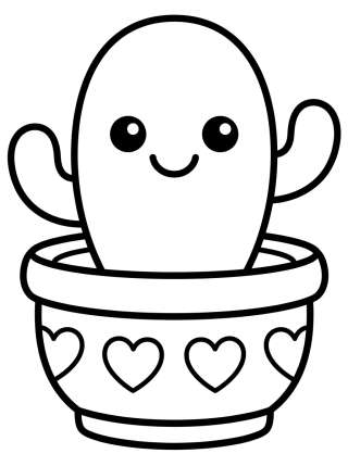 Coleção de desenhos para colorir: Macetas y Plantitas Kawaii