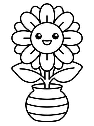 Maceta con Girasol Radiante para colorir Desenho de Maceta con Girasol Radiante para colorir e imprimir grátis