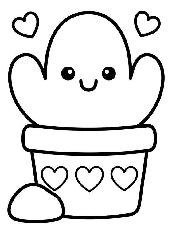 Maceta de Cactus Sonriente Kawaii para colorir Desenho de Maceta de Cactus Sonriente Kawaii para colorir e imprimir grátis