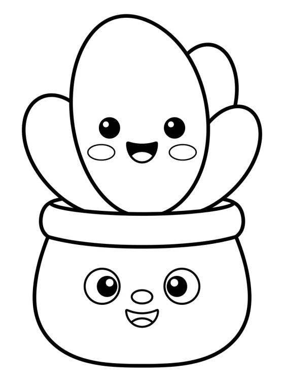 Maceta de Suculenta con Carita Tierna para colorir Desenho de Maceta de Suculenta con Carita Tierna para colorir e imprimir grátis