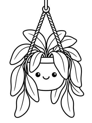 Maceta Colgante con Plantita para colorir Desenho de Maceta Colgante con Plantita para colorir e imprimir grátis