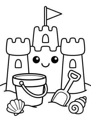 Castillo de Arena en la Playa para colorir Desenho de Castillo de Arena en la Playa para colorir e imprimir grátis