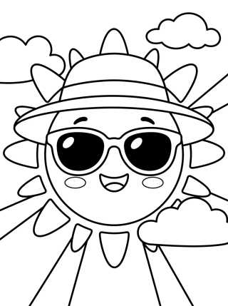 Sol Tierno con Gafas de Sol para colorir Desenho de Sol Tierno con Gafas de Sol para colorir e imprimir grátis