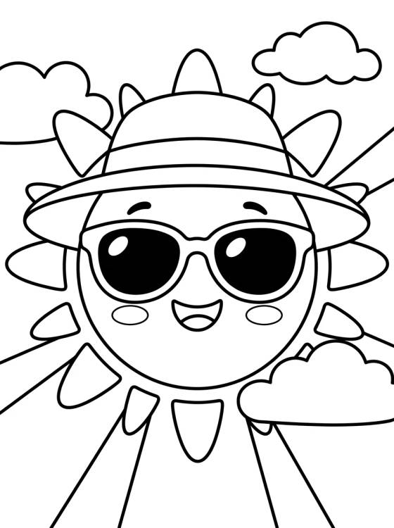 Sol Tierno con Gafas de Sol para colorir Desenho de Sol Tierno con Gafas de Sol para colorir e imprimir grátis