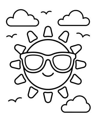 Sol Sonriente con Gafas de Sol para colorir Desenho de Sol Sonriente con Gafas de Sol para colorir e imprimir grátis