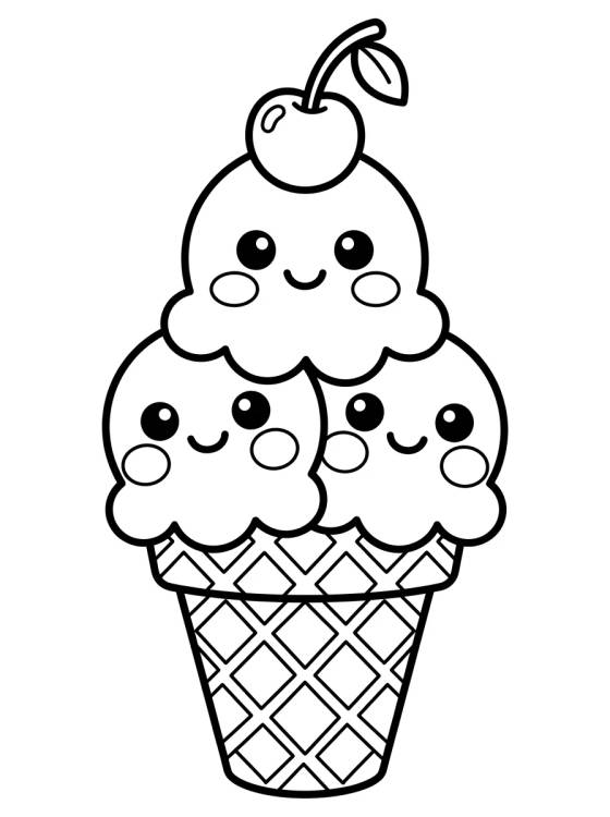 Helado Lindo en Cono para colorir Desenho de Helado Lindo en Cono para colorir e imprimir grátis