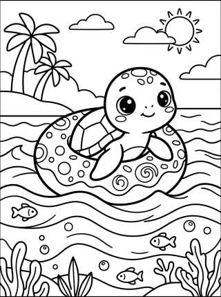 Tortuguita con Flotador en el Mar para colorir Desenho de Tortuguita con Flotador en el Mar para colorir e imprimir grátis