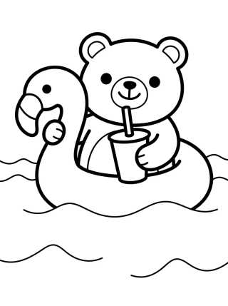 Osito con Flotador en la Piscina para colorir Desenho de Osito con Flotador en la Piscina para colorir e imprimir grátis