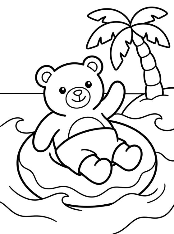 Osito Lindo en Flotador de Verano para colorir Desenho de Osito Lindo en Flotador de Verano para colorir e imprimir grátis