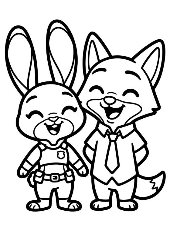 Judy Hopps y Nick Wilde Amigos para colorir Desenho de Judy Hopps y Nick Wilde Amigos para colorir e imprimir grátis