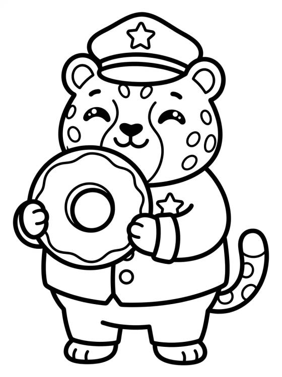 Oficial Clawhauser con Dona para colorir Desenho de Oficial Clawhauser con Dona para colorir e imprimir grátis